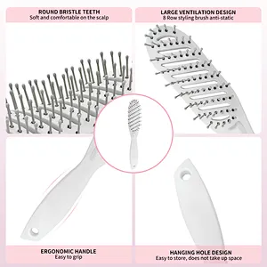 12pcs Hair Brush Set With Edge Paddle Vent Hairbrushes Women Gifts  Pink Detangling Brushes Comb Set Styling Hair Clips